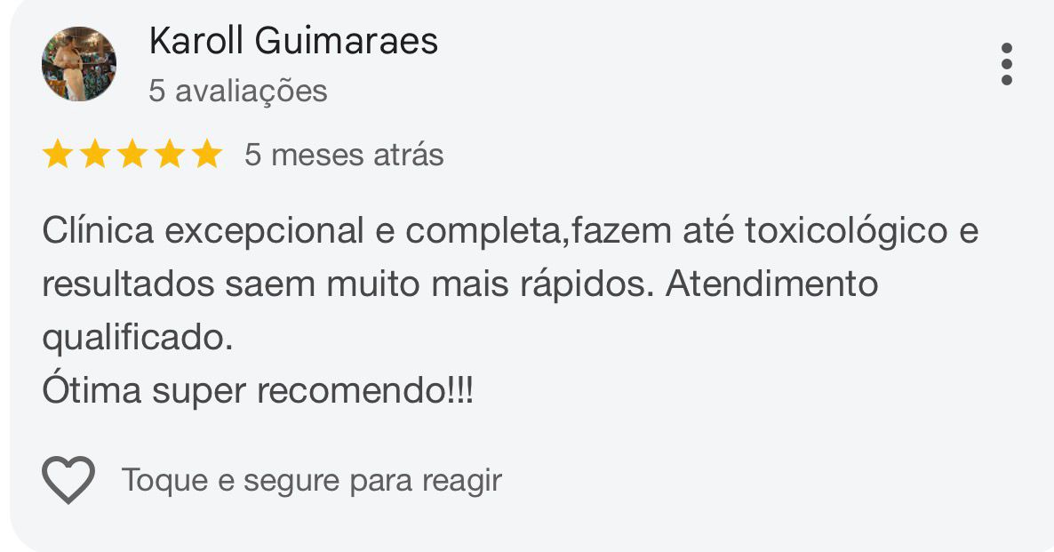 Avaliação 5 estrelas no Google de Karoll Guimarães