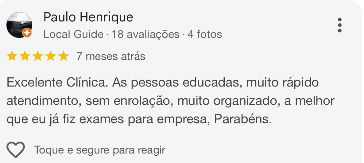 Avaliação 5 estrelas no Google de Paulo Henrique